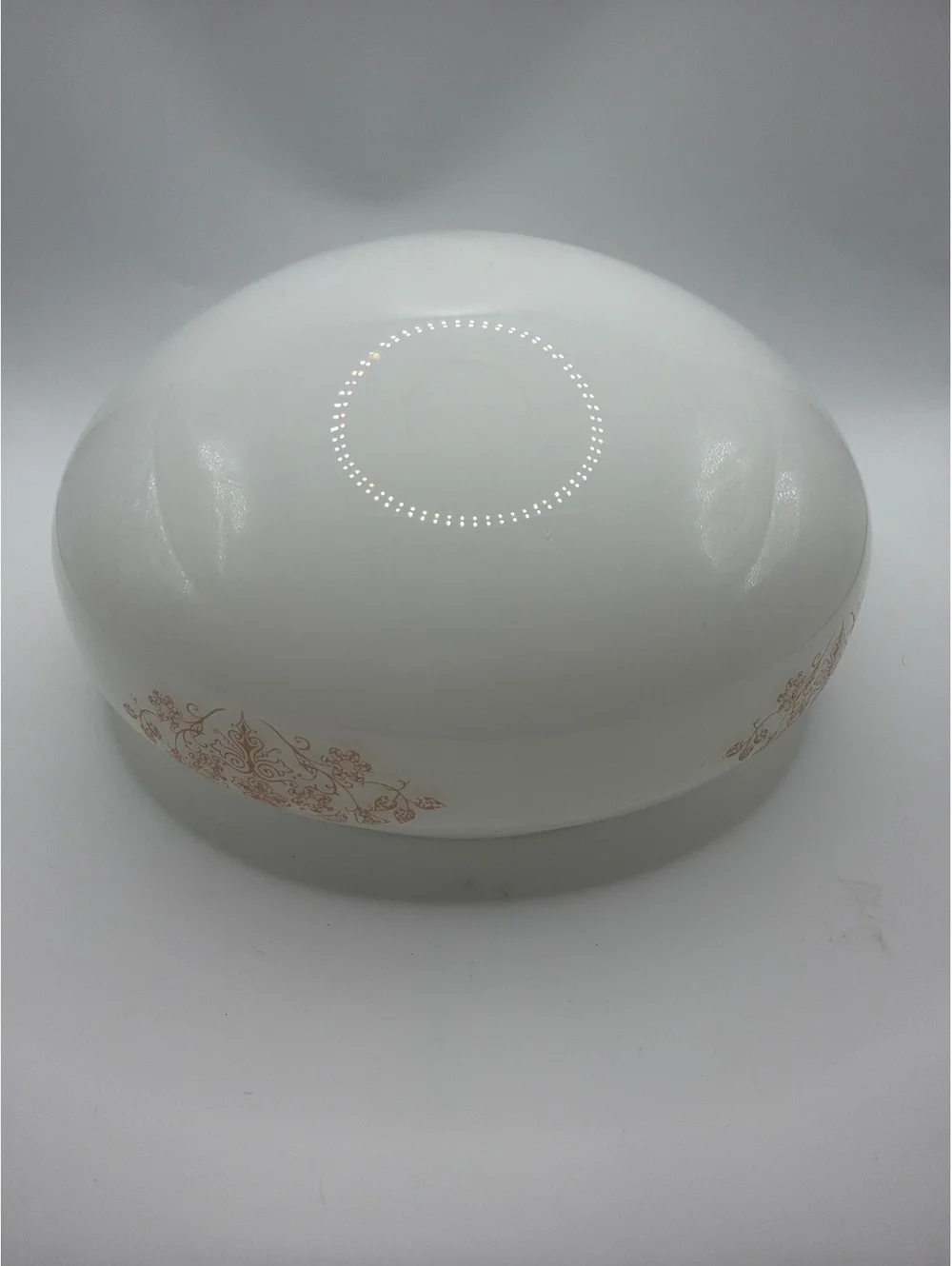 Vintage White Glass Ceiling Light Shade with Brown Floral Pattern